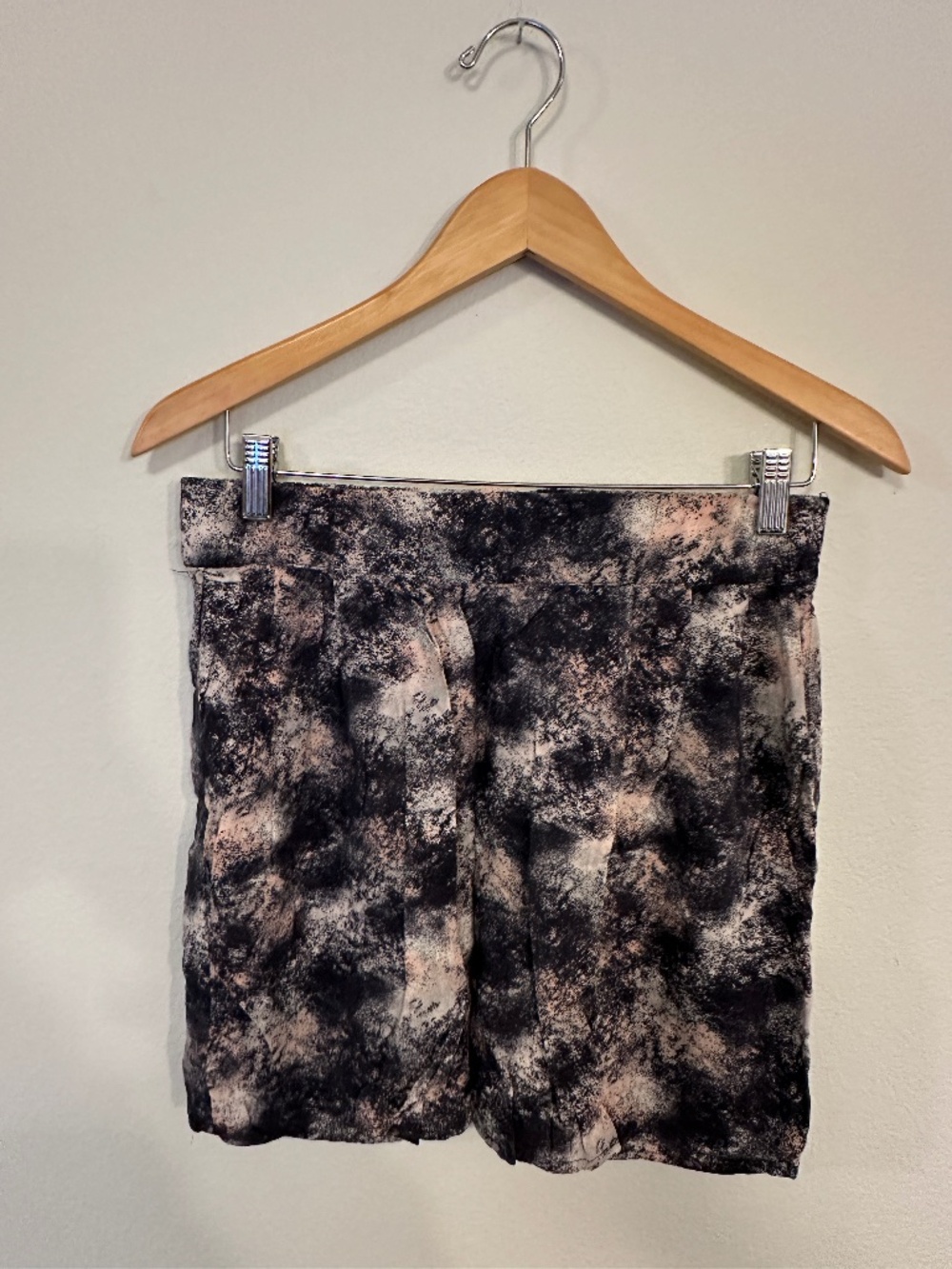 Frenchi Blue White Light Pink Abstract Print Skirt Women's L